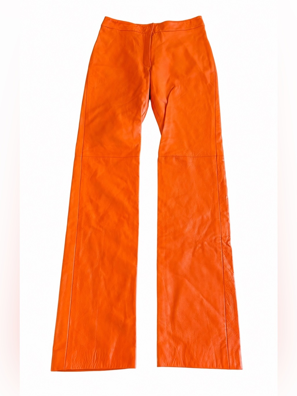 Vintage Jules Orange Genuine Leather Straight Leg Pants XS NWT Barneys NY